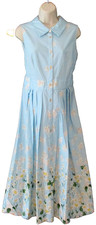NWT 159 Tommy Hilfiger Light Blue Floral Shirt Dress Sleeveless Pleated sz 14