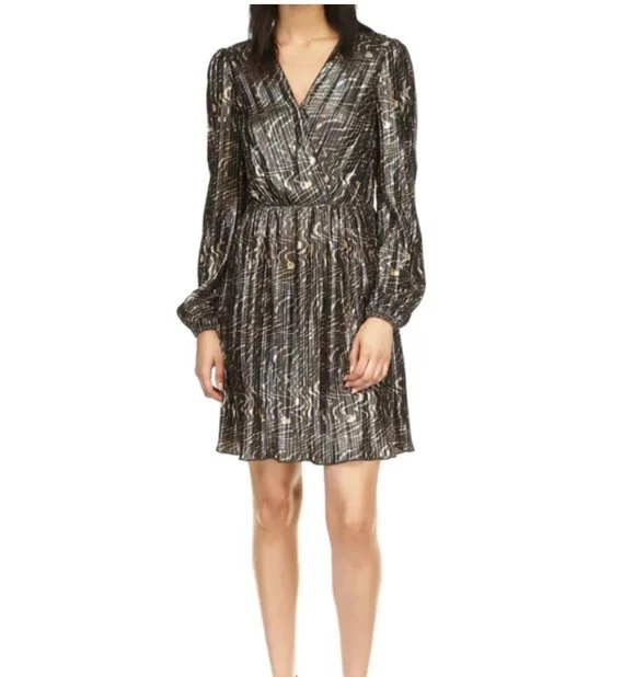 slim fit dress slacks MICHAEL Michael Kors Dress Black/Gold Studded Medallion Crepe Size Sma –  Celebrity Owned main image 1