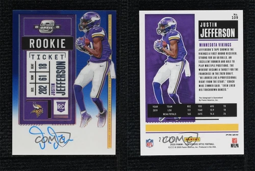 2020 Panini Contenders Optic Ticket RPS Blue /75 Justin Jefferson Rookie Auto RC