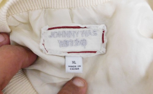 Johnny Was Work Shop Ivory Bomber Jacket Silk Embroidered Full Zip XL - Picture 5 of 6