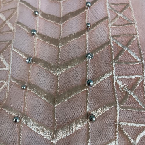 Lai Meng Five Cats Embroidered Blinged Double Layer tulle Sheer Dress Size 10 - Picture 5 of 17