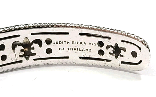Judith Ripka Sterling Silver Pink Stone Cubic Zirconia Hinged Bracelet 6 3/4" - Picture 7 of 7