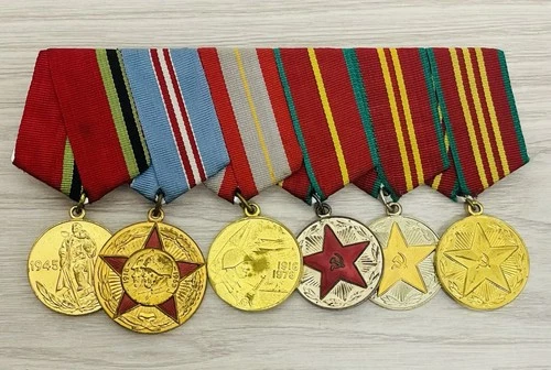 USSR Soviet Military Medals Set of 6 Medals With Ribbons WW2 Veteran