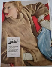 1950 womens Royal Trophy Stroock camel's hair  coat vintage fashion ad