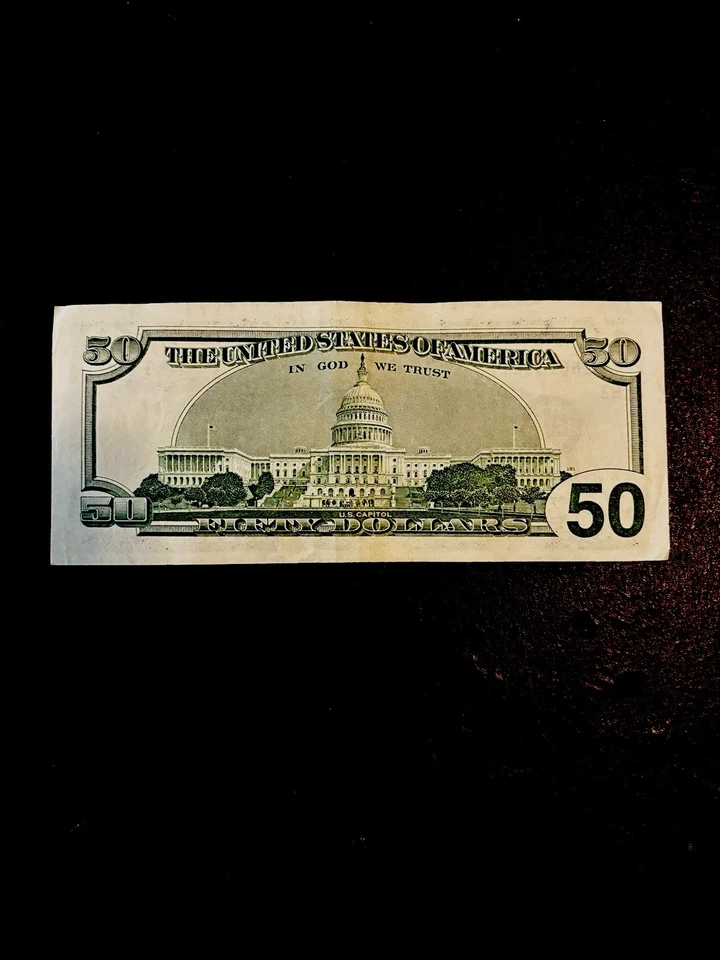 Бывшая в обращении банкнота 50 долларов (пятьдесят долларов) - 1996 - Изображение 2 из 2