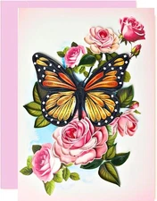 Monarch Butterfly Quilling Greeting Card - Unique Dedicated Handmade Art