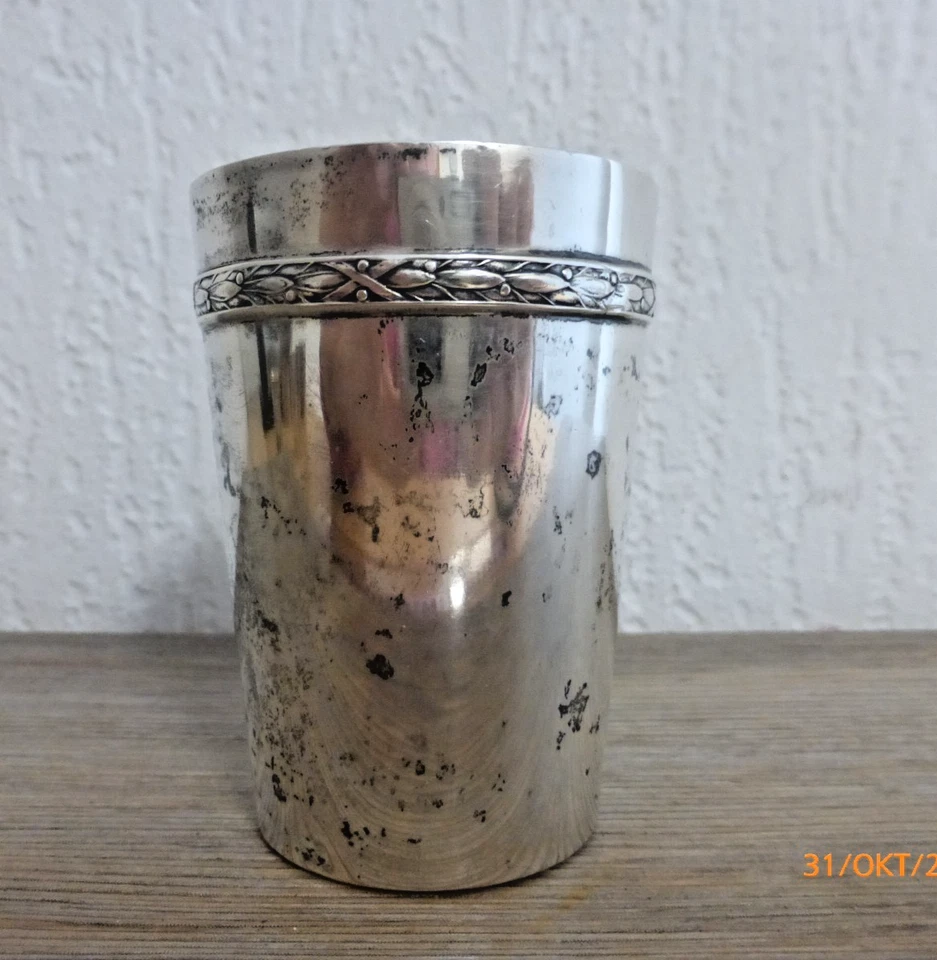 antik 835 er Silberbecher TAUFBECHER ANDENKEN für HERBERT - TRINKBECHER  60,0  g - Bild 2 von 4