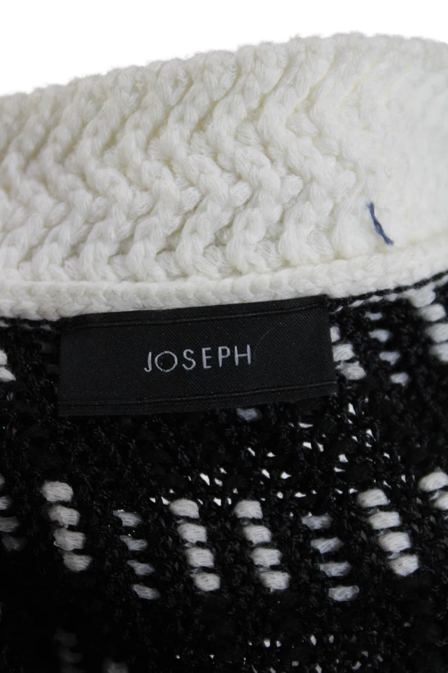 Женский свитер Joseph в полоску с V-образным вырезом черный белый хлопок размер очень маленький - Изображение 4 из 4