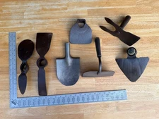Lot  Assorted Primitive Vtg. Pick  Garden Farm Grub Hoe Heads Forged  and Others