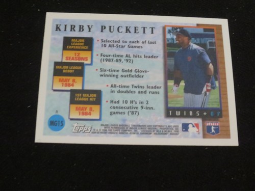 1996 Topps Chrome Masters of the Game Refractor Kirby Puckett Minnesota Twins - Picture 2 of 2