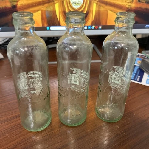 Vintage Coca Cola rare 8 Oz  Glass Bottles..  3 LOT