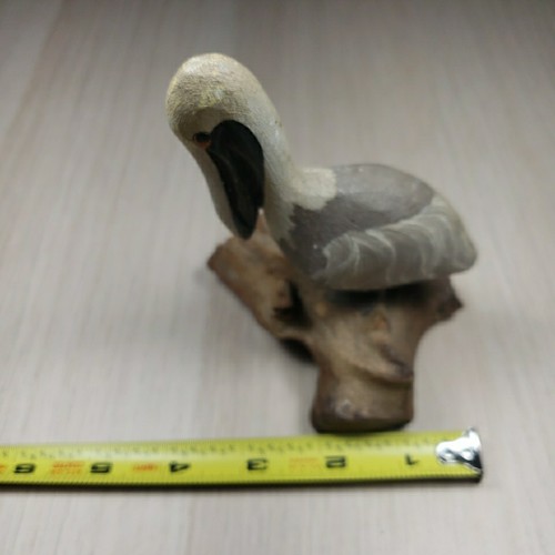 Pelican on Wood Small Carved Sculpture Vintage VTG A+ Miniature Sculpture Marine - Picture 9 of 9