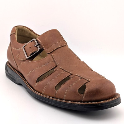 Johnston & Murphy Fisherman Sandal Men's size 10.5M Shoes Brown Leather