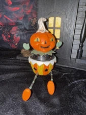 Johanna Parker Halloween Pumpkin Boy Figurine JPD Transpac Vintage Style