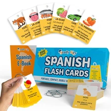 300 Spanish Vocabulary Flashcards | Double Sided Bilingual Flashcards for Adu...