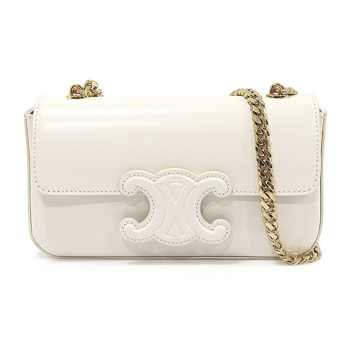 Celine Shiny Calf Quilted Triomphe Chain Shoulder Bag Celine Shiny Calf Quilted Triomphe Chain Shoulder Bag