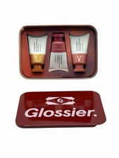 HTF Glossier Holiday Tin Lipglosses Cloud Paint Afterglow, Crimson, And Glisten
