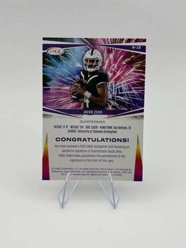 Jacob Zeno 2025 Sage Football Red Foil Auto RC Texas A&M - Bild 2 von 2