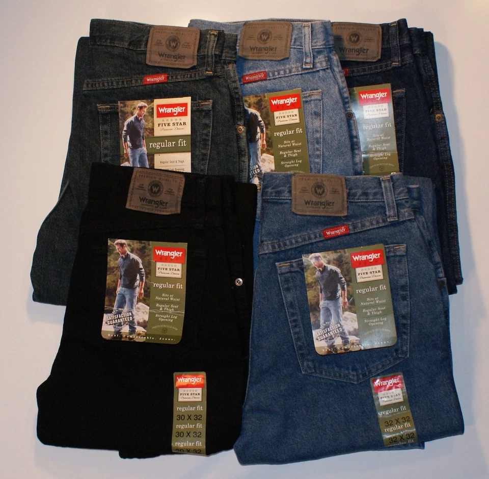Novo Jeans Wrangler Cinco Estrelas Ajuste Regular Masculino Tamanhos Cinco Cores 100% Algodão  - Imagem 2 de 4