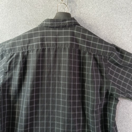 IZOD Informal con Botones Hombres Extra Grande Negro Blanco Cuadro Mangas Cortas Mezcla de Rayos - Imagen 5 de 13