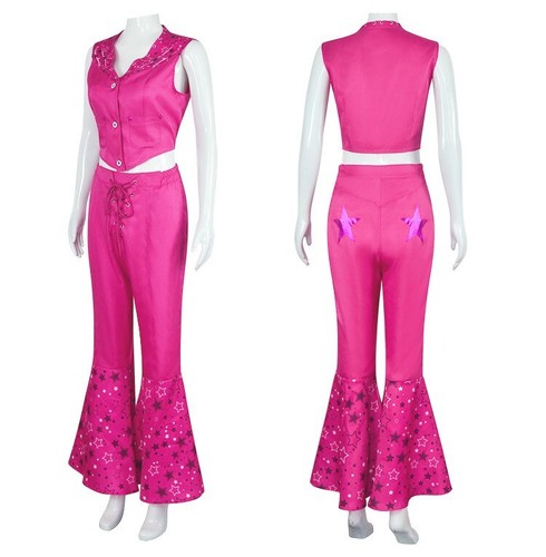 Hot Pink Barbie 2023 Movie Western Rodeo Jumpsuit Outfit Kids Costume
