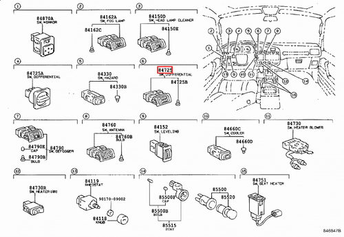Genuine Toyota LandCruiser HZJ80 HDJ81 HDJ80 FZJ80 FJ80 Centre Diff Lock Switch - Picture 5 of 11