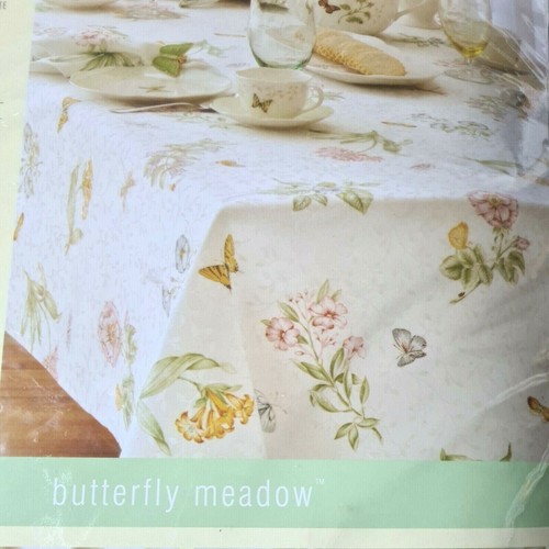 LENOX Butterfly Meadow Linen Tablecloth 60"x102" Oblong Seats 8 to 10 New - Picture 2 of 5