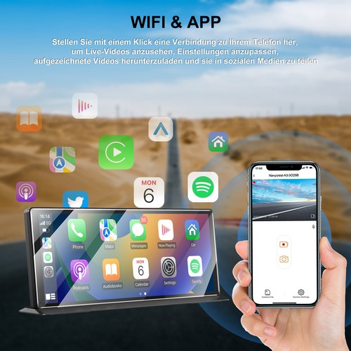 4K 11.3 Zoll Wireless Android Auto Apple CarPlay Touchscreen Tragbares Autoradio - Bild 6 von 14