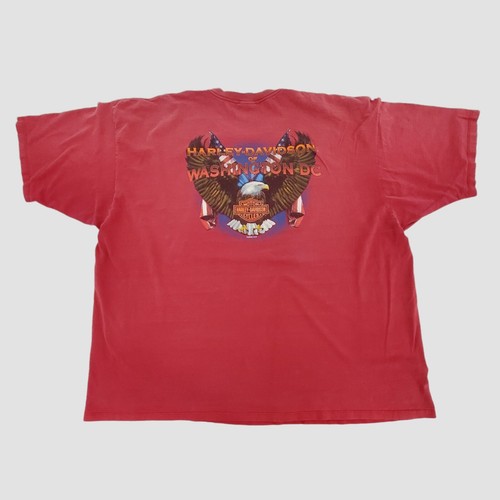 Harley Davidson T-Shirt Mens 3XL XXXL Red Graphic Tee Eagle Skull Washington DC - Picture 3 of 12