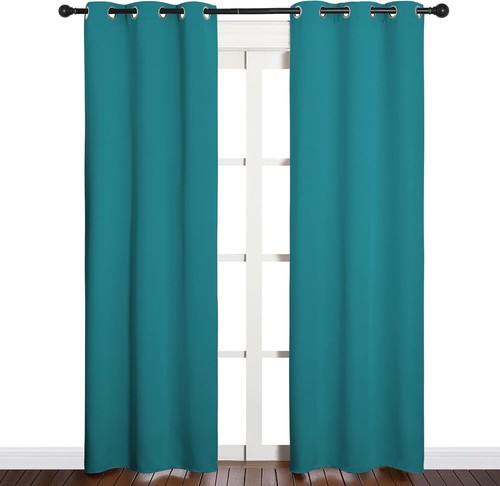 2PCS Peacock Teal 84"L x 34"W Super Heavy Privacy Darkening Curtains For Bedroom - Picture 3 of 7