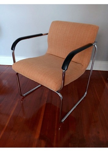 MId-Century Mod Steelcase Chrome Cantilever Chair / 20x23x30.5 / new upholstery - Picture 3 of 3