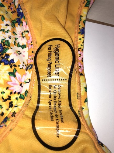 Time and Tru 3X 24W-26W bikini swim bottoms Mid Rise Yellow Pink Floral C23 - Picture 9 of 12