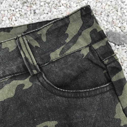 Para mujeres Sexy Camuflaje Denim Cabestrillo Prendas para el torso sin mangas Pantalones cortos Prendas para club nocturno Ropa Set - Imagen 12 de 15
