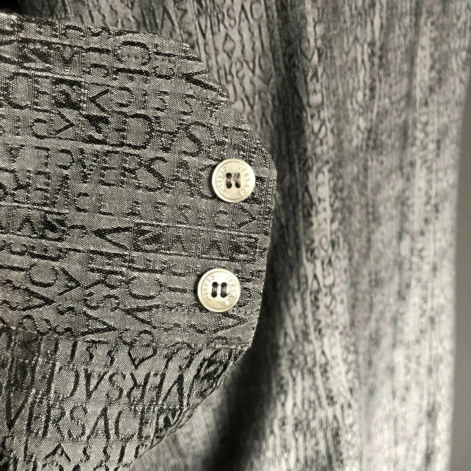 Camicia uomo vintage VERSACE CLASSIC grigia cotone taglia 41 16 made in Italy