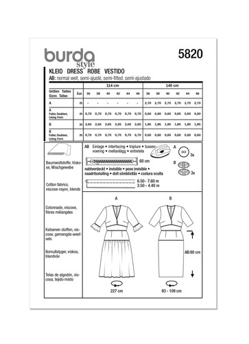 BURDA 5820 MISSES DRESSES Sewing Pattern Sizes 10 - 20 SKILL: AVERAGE - Picture 2 of 10
