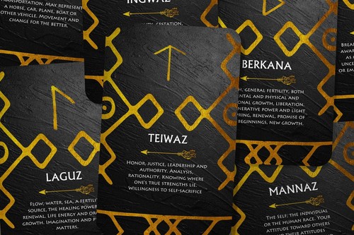 Tarjetas nórdicas de oráculo de runas doradas - - Imagen 5 de 8