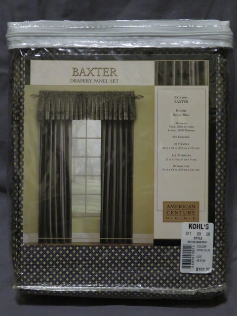 American Century Home Darlene Window Set Jacquard Blue 5pc 48 X