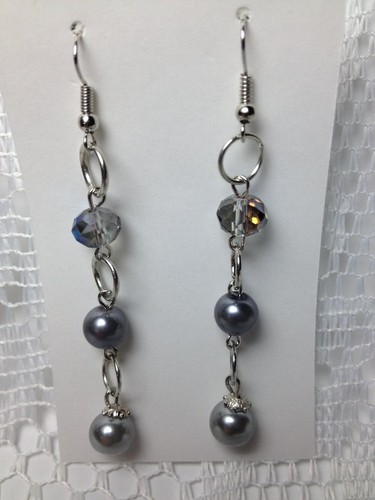 Handmade French Hook Earrings Jewelry Iridescent Neutral Earrings tblpr332 - Picture 3 of 5
