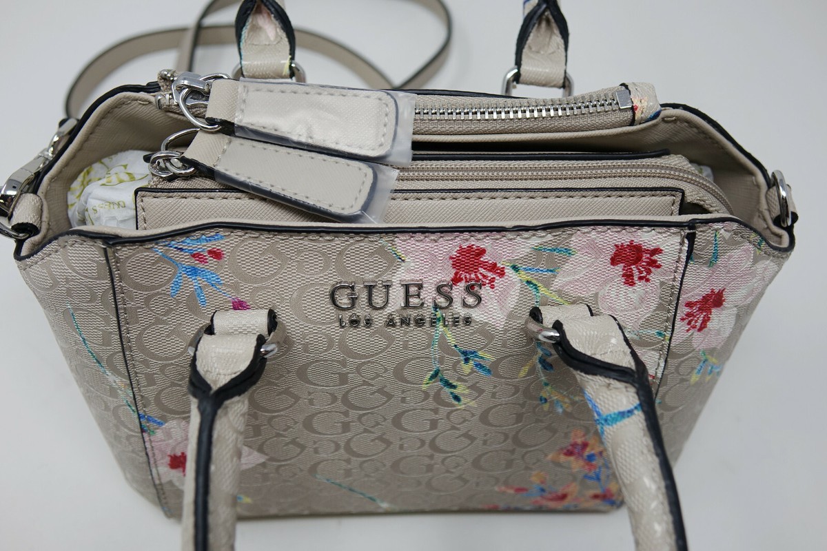 NEW GUESS Taupe Beige Pink Floral Print Small Mini Handbag