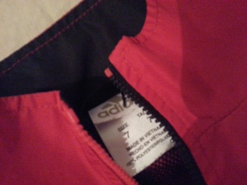 Boys adidas Jacket 7 Black Red Athletic Gym Workout Broken Zipper - Picture 4 of 4