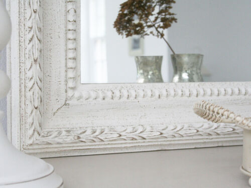 LARGE SHABBY CHIC FRENCH ANTIQUE WHITE ORNATE ROCCO MIRROR VINTAGE HOME DECOR - Picture 3 of 3