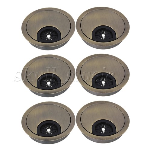 6PCS Zinc Alloy Wire Hole Parts for Desk Cable Cover 60mm Green Bronze - Afbeelding 2 van 8