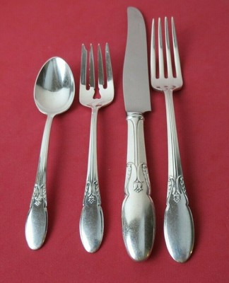 4 Piece Place Setting 1935 CAMEO Pattern Silverplate Flatware by Alvin No Monos