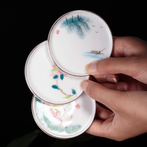 eine Tasse Untertasse handbemalt unter Glasur Untersetzer für Teetasse Porzellantasse matt neu - Bild 1 von 20