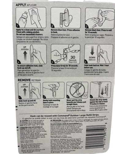 3M Command 5lb Damage Free Outdoor Hanging Metal Hook, Bronze, Large - PACK OF 4 - Picture 3 of 3
