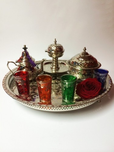 orientalisches Tablett Nadia 42cm Silberfarbig - Bild 6 von 6