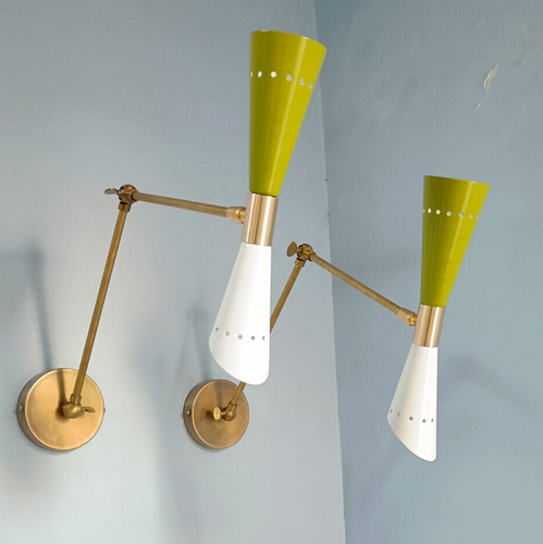 1950's Mediados Siglo Moderno Latón Italiano Candelabro de Pared Colgante Fijo - Imagen 8 de 15