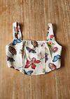 Women's Insect Butterfly Floral Print Crop Top M Medium Bee Ladybug Dragonfly