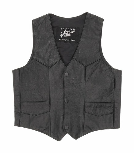 Vintage JAFRUM Leather Vest XS Womens Black Biker