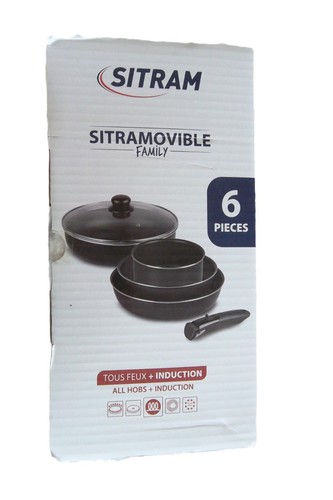 SITRAM Pot &Pans Elegant Non Stick Cookware Set w/ Removable Handle Pack of 6 - Picture 5 of 6